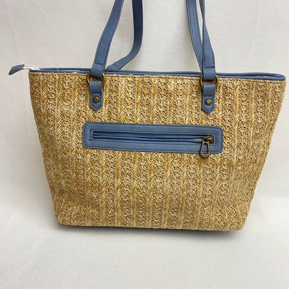 Sakroots Meadow Straw and Canvas Tote Floral Birds of Paradise Canvas Purse - Picture 3 of 9